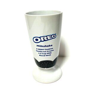 Oreo Milkshake Recipe Glass Cookies Footed Pedestal Base 6 7/8 inches tall